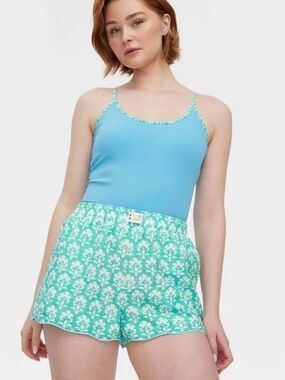 NWT Roller Rabbit x Target Boxer Short RARE Teal Green Pockets Preppy Scallop